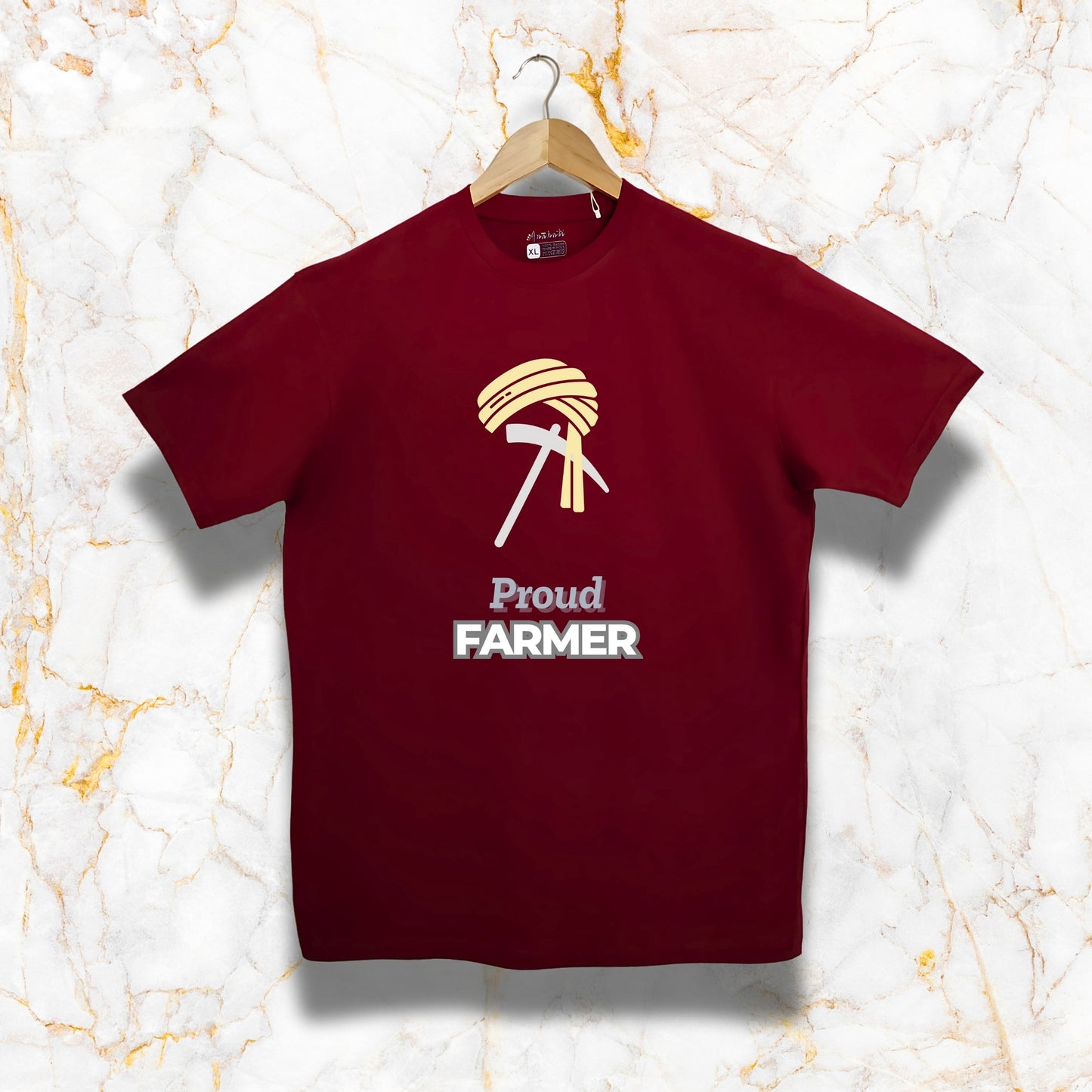 PROUD FARMER - Regular Fit | Premium Cotton T-Shirt | Unisex | Round Neck | Bio-Washed and Silicon-washed