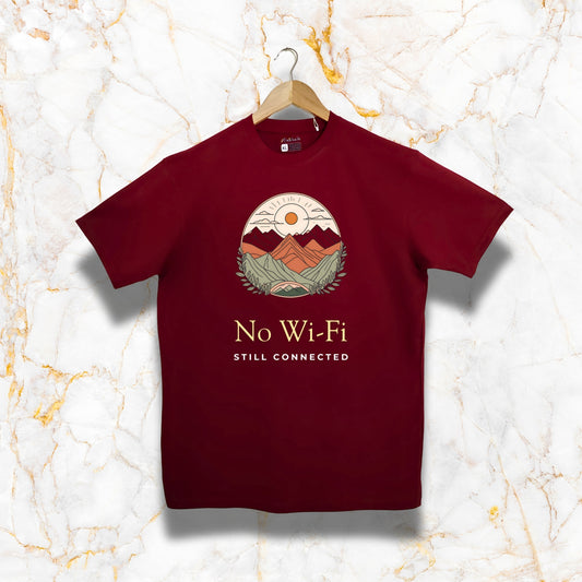 NO WIFI - Regular Fit | Premium Cotton T-Shirt | Unisex | Round Neck | Bio-Washed and Silicon-washed