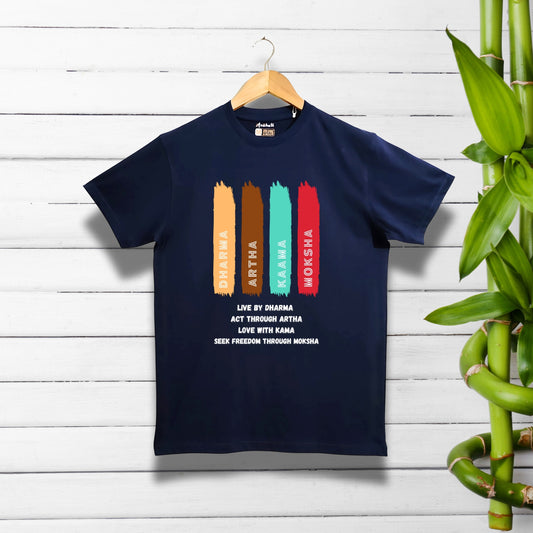 PURUSHARTHA - Regular Fit | Premium Cotton T-Shirt | Unisex | Round Neck | Bio-Washed and Silicon-washed