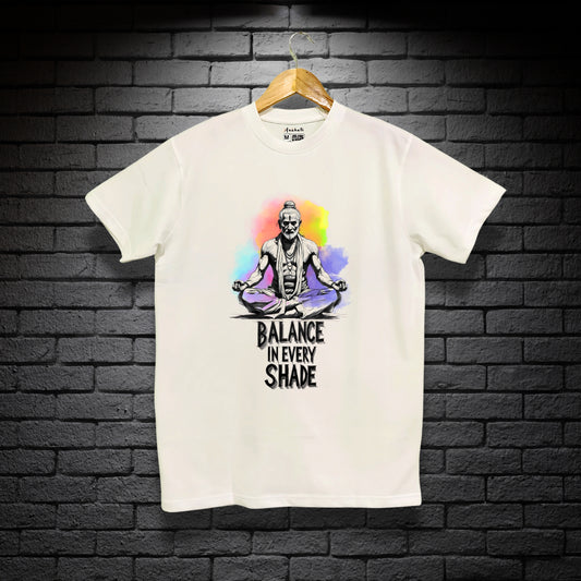 BALANCE IN EVERY SHADE - Regular Fit | Premium Cotton T-Shirt | Unisex | Round Neck | Bio-Washed and Silicon-washed