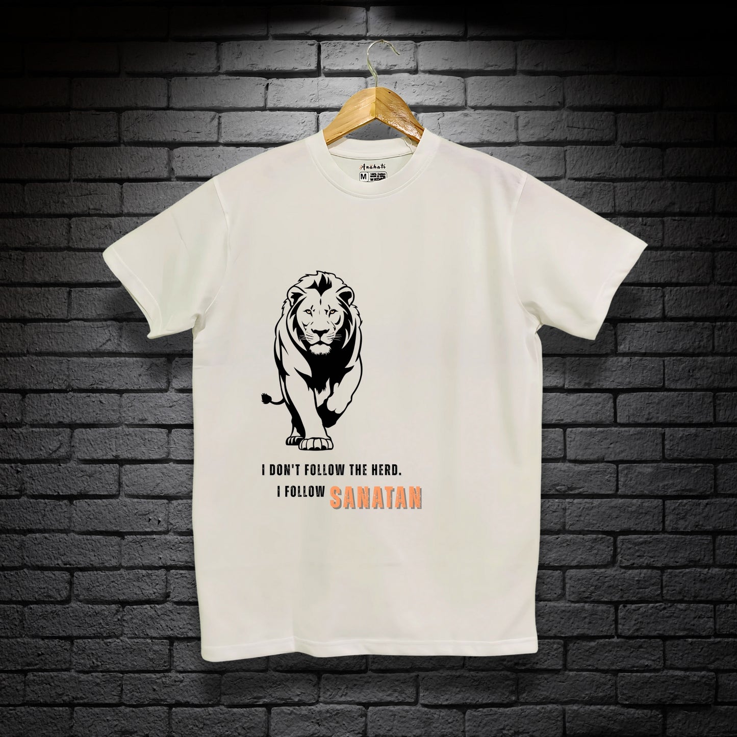 SANATANI LION - Regular Fit | Premium Cotton T-Shirt | Unisex | Round Neck | Bio-Washed and Silicon-washed