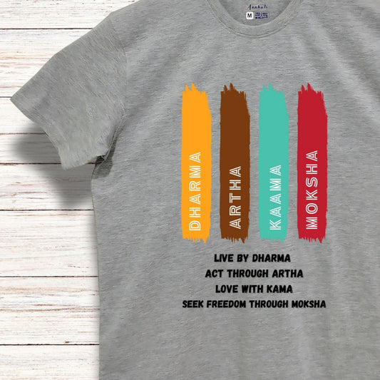 PURUSHARTHA - Oversized | Premium Cotton T-Shirt | Unisex | Round Neck | Bio-Washed and Silicon-washed