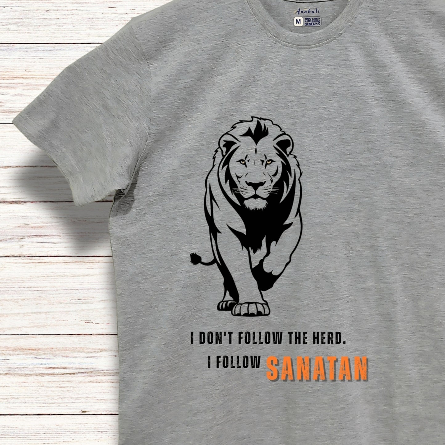 SANATANI LION - Oversized | Premium Cotton T-Shirt | Unisex | Round Neck | Bio-Washed and Silicon-washed