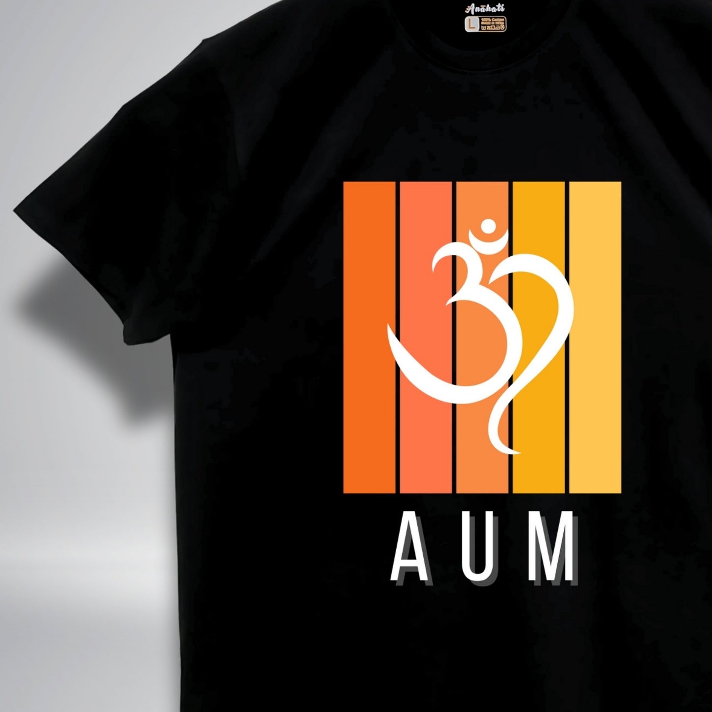 AUM - Oversized Black | Premium Cotton T-Shirt | Unisex | Round Neck | Bio-Washed and Silicon-washed