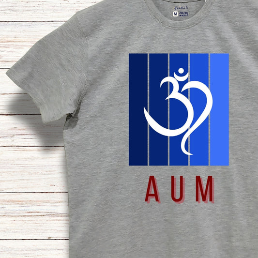 AUM - Oversized Gray | Premium Cotton T-Shirt | Unisex | Round Neck | Bio-Washed and Silicon-washed