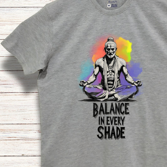 BALANCE IN EVERY SHADE - Oversized | Premium Cotton T-Shirt | Unisex | Round Neck | Bio-Washed and Silicon-washed